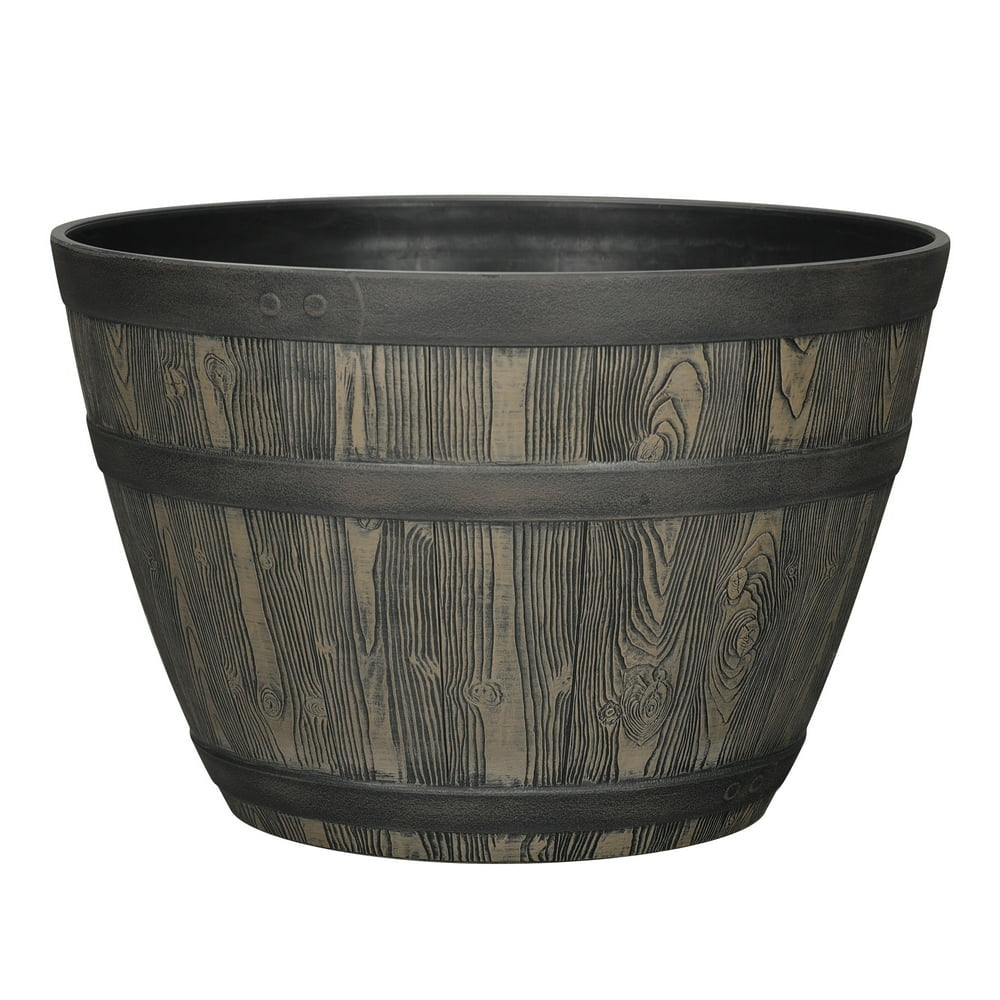 Better Homes & Gardens 20" X 20" X 13" Brown Resin Whiskey Barrel Planter