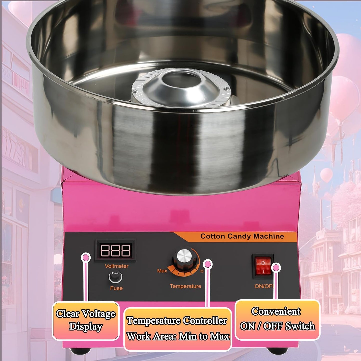Cotton Candy Machine, Cotton Candy Maker, 1000W Electric Cotton Candy Maker Machine, Quick 3-4 Min Preheat, Commercial Cotton Candy Maker for Home, Events, Parties, and Small Business