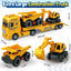 Bstoyder Toddler Boy Toys for 3 4 5 6 7 Years Kids, 25" Semi Construction Carrier Truck Toy with Excavator and Dump Truck, Friction Powered Toys with Lights and Sounds, Birthday for Boy Girls