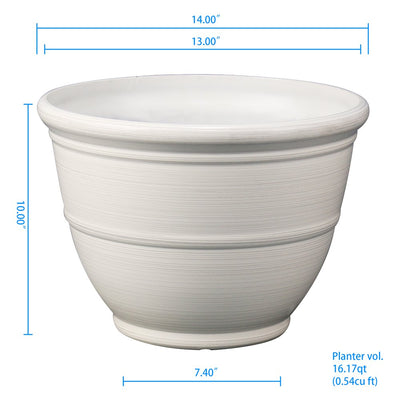 Mainstays Ferenza Recycled Resin Planter, White, 14In X 14In X 10In