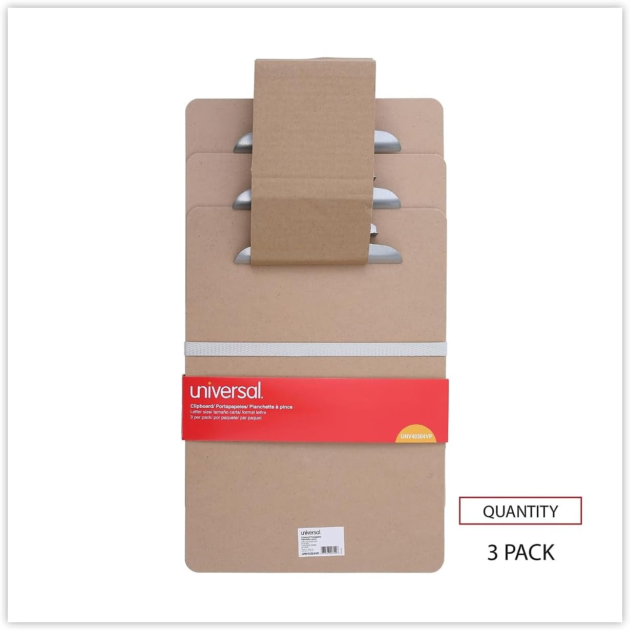 Universal 40304VP Hardboard Clipboard, 1-Inch Capacity, 8 1/2 X 11, Brown, 3/Pack (3401-06102)