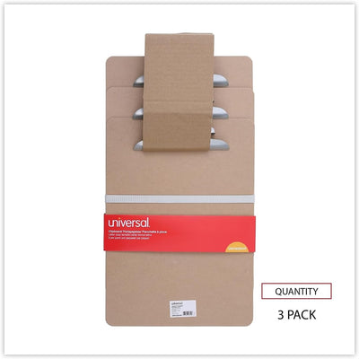Universal 40304VP Hardboard Clipboard, 1-Inch Capacity, 8 1/2 X 11, Brown, 3/Pack (3401-06102)