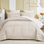 Exclusivo Mezcla Lightweight Reversible Queen Size Comforter Set, down Alternative Comforter with 2 Pillow Sham, Queen Size Bedding Set for All Seasons, Brich Beige/White