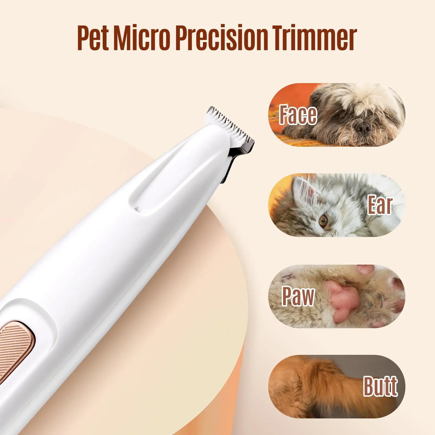 Rechargeable Dog Clipper Low Noise Pet Grooming Kit with LED Light for Painless Trimming Paws Face Ear Body Care Pjordo, a Thoughtful Gift for Friends & Family
