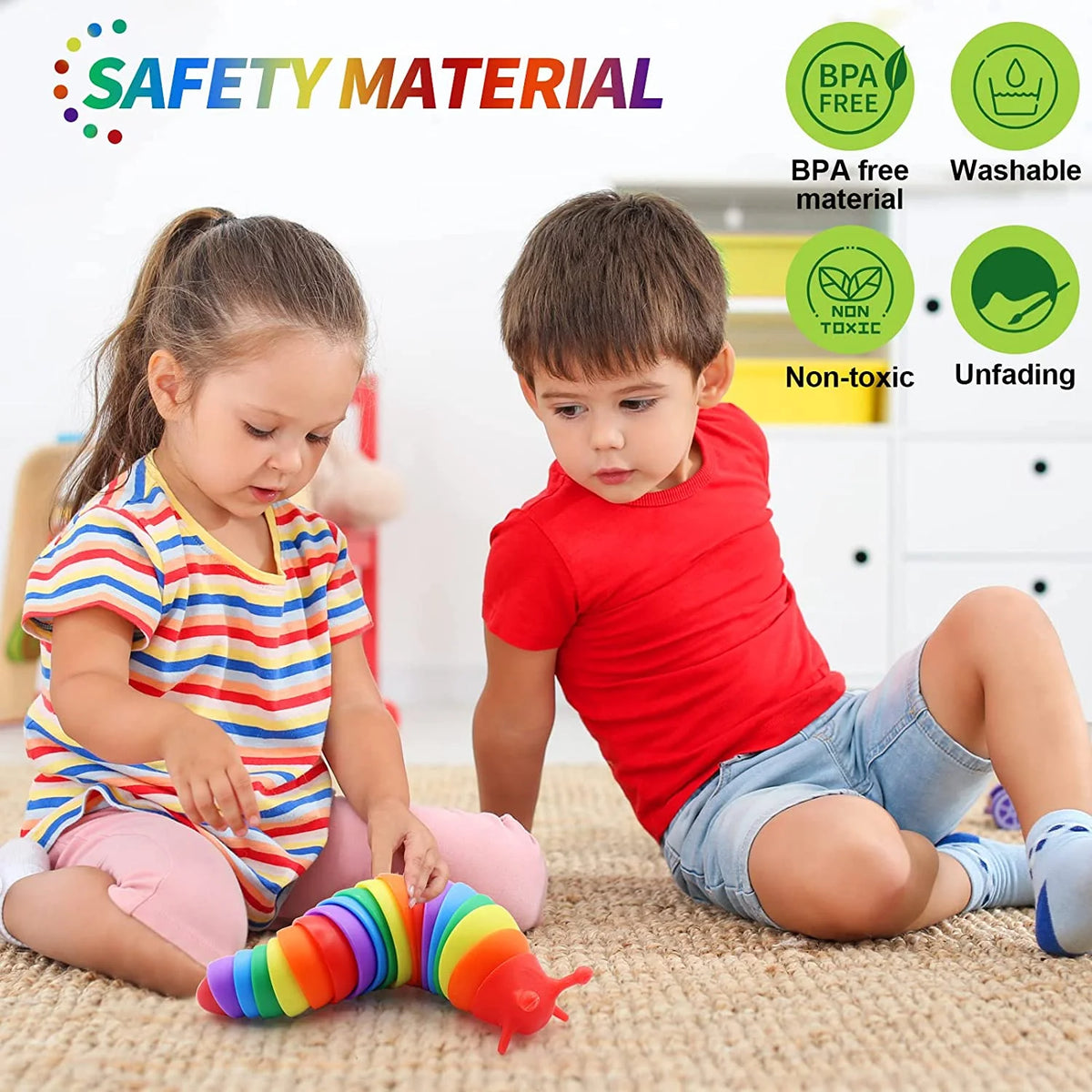 Kidditouch 4 Pcs Slug Sensory Toys for Kids with Autism, Fidget Toy for Autistic Kids & Adults, 3D Articulated Slugs