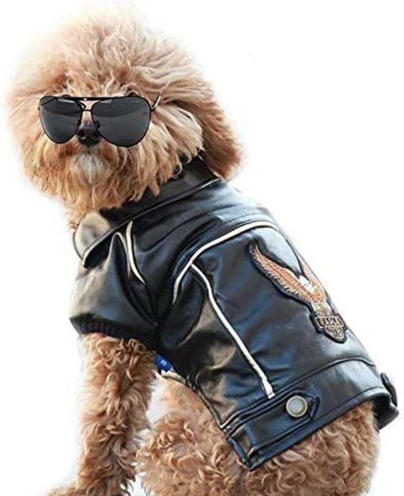 Dog Winter Coat Pu Leather Motorcycle Jacket for Dog Pet Clothes Leather Jacket, Waterproof(S)