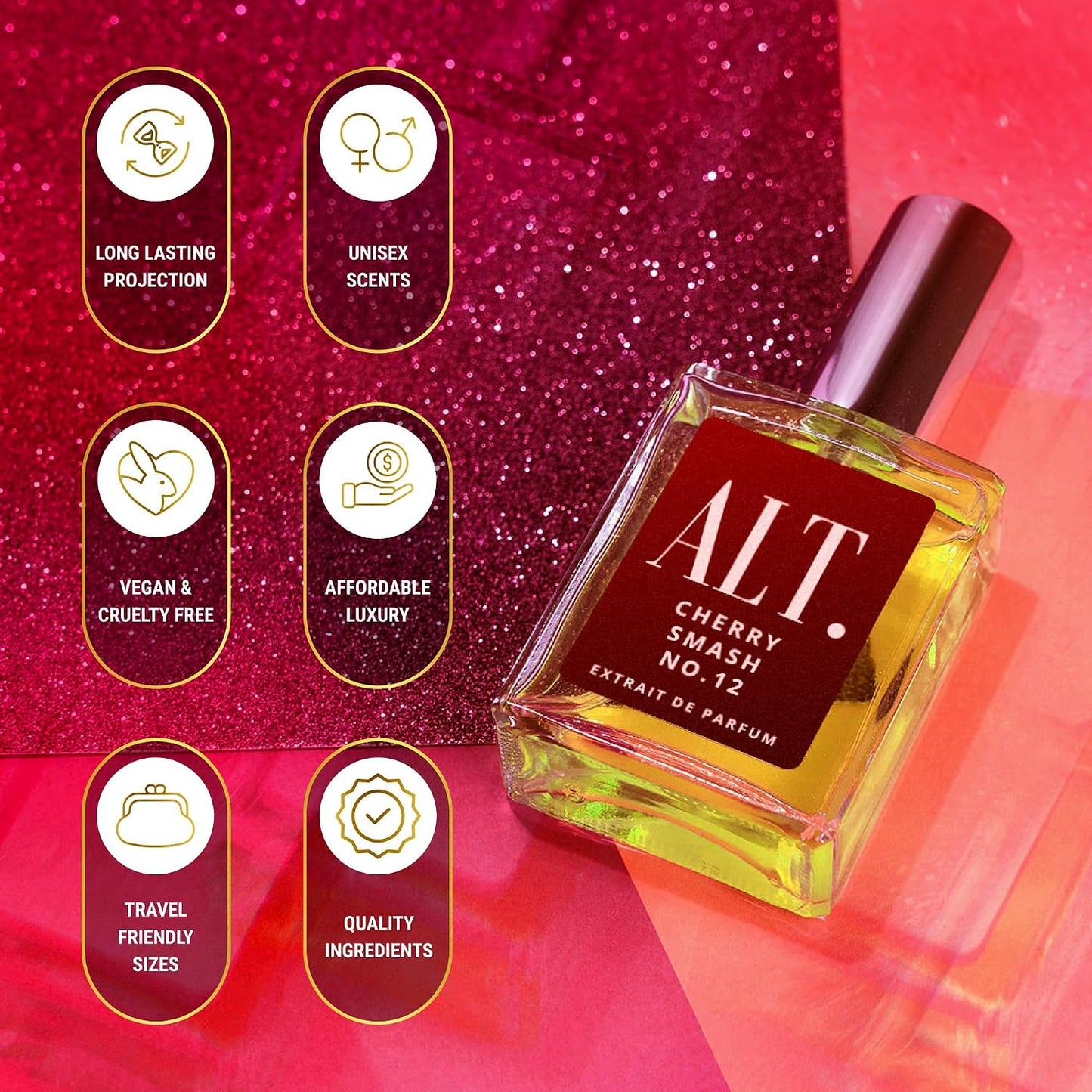 ALT. FRAGRANCES Cherry Smash No. 12, Inspired by Lost Chery Perfume for Women & Men, Unisex Perfume, Extrait De Parfum, Long Lasting Scent, 60Ml