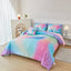 PERFEMET Kids Queen Comforter Set Girls,6-Piece Colorful Rainbow Bedding Set,All-Season Galaxy Star Bed Set with Sheets for Queen Beds