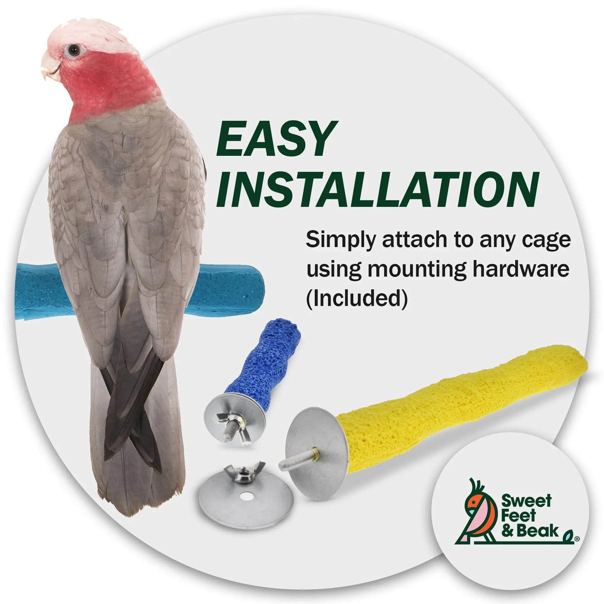 Comfort Grip Safety Perch for Bird Cages - Pedicure Perch for Healthy Nails & Beaks - Easy to Install Bird Cage Accessories - Small, 6.5"