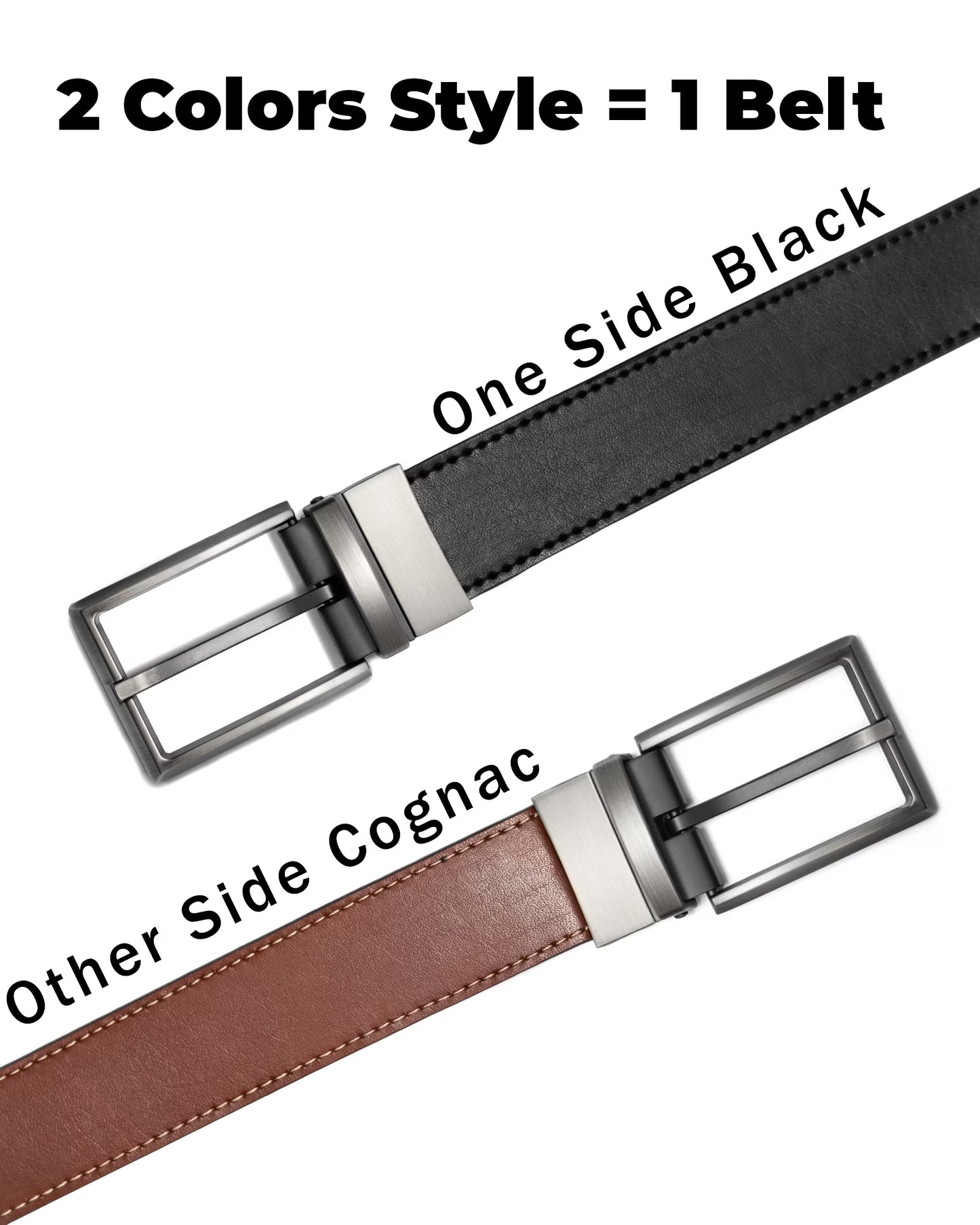 Maikun Belts for Men Reversible Leather Belt Dress Casual Men Belts One Belt Reverse for 2 Sides