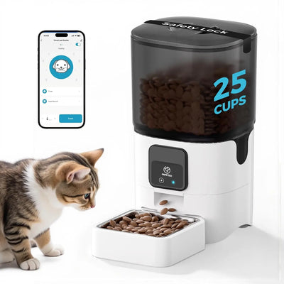【Newyear2026】5G Wifi Automatic Cat Feeders: Smart Automatic Cat Food Dispenser with Slow Feeding Mode, Detachable for Easy Cleaning, Pet Feeder with Alexa, 1-30 Meals per Day for Multiple Pets (6L/25 Cup) #Tiktokshopfalldealsforyou
