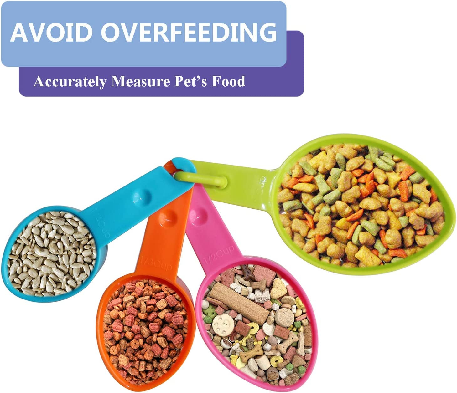 Rypet Dog Food Scoop Set of 4 - Plastic Measuring Cups for Dog, Cat and Bird Food (Random Color)