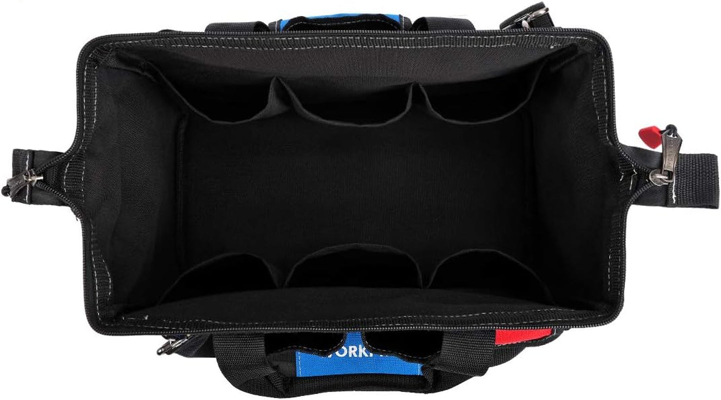 WORKPRO 14-Inch Tool Bag, Multi-Pocket Tool Organizer with Adjustable Shoulder Strap
