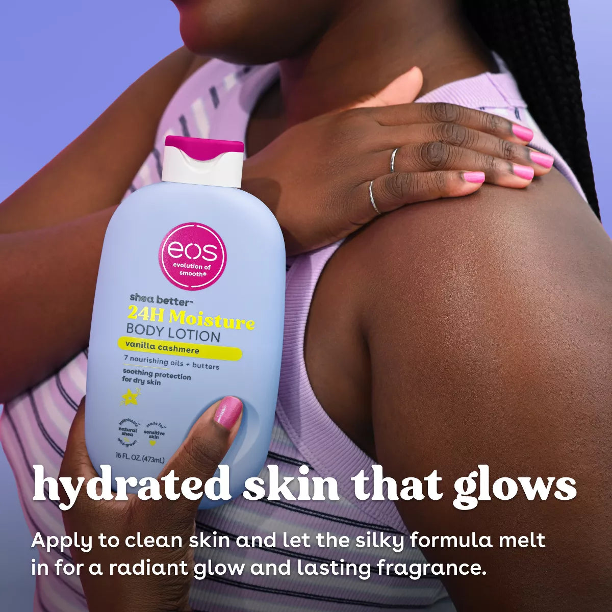 Eos Shea Better Moisture Body Lotion - Vanilla Cashmere - 16 Fl Oz: Plastic Pump, Hypoallergenic, Paraben-Free, for Dry Skin