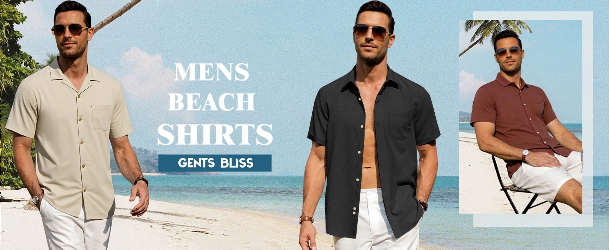 GENTS BLISS Men Linen Shirts Casual Short Sleeve Button down Shirts for Men Beach Tops with Pocket