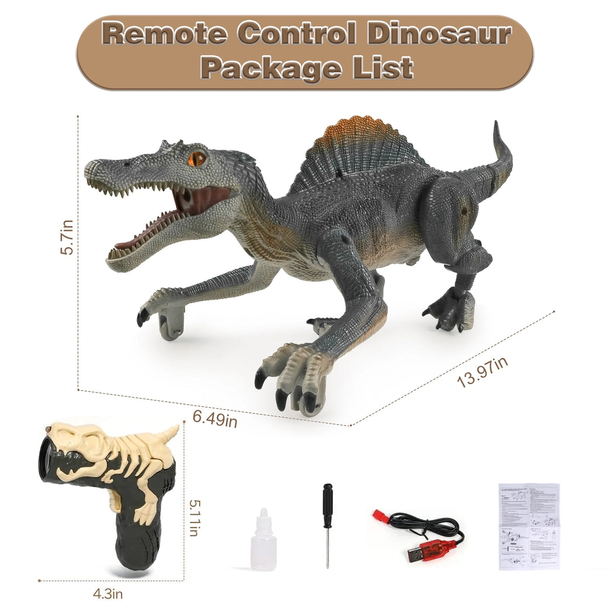 Richgv Remote Control Dinosaur Toys for Boys Kids, Electronic RC Robot Toy Walking Roaring Spray Dinosaur Gift for Birthday Christmas for Kids 3-8 Year
