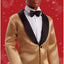 Barbie Signature 2025 Holiday Dark Brown Hair Ken Collectible Fashion Doll Wearing Full Suit with Golden Jacket