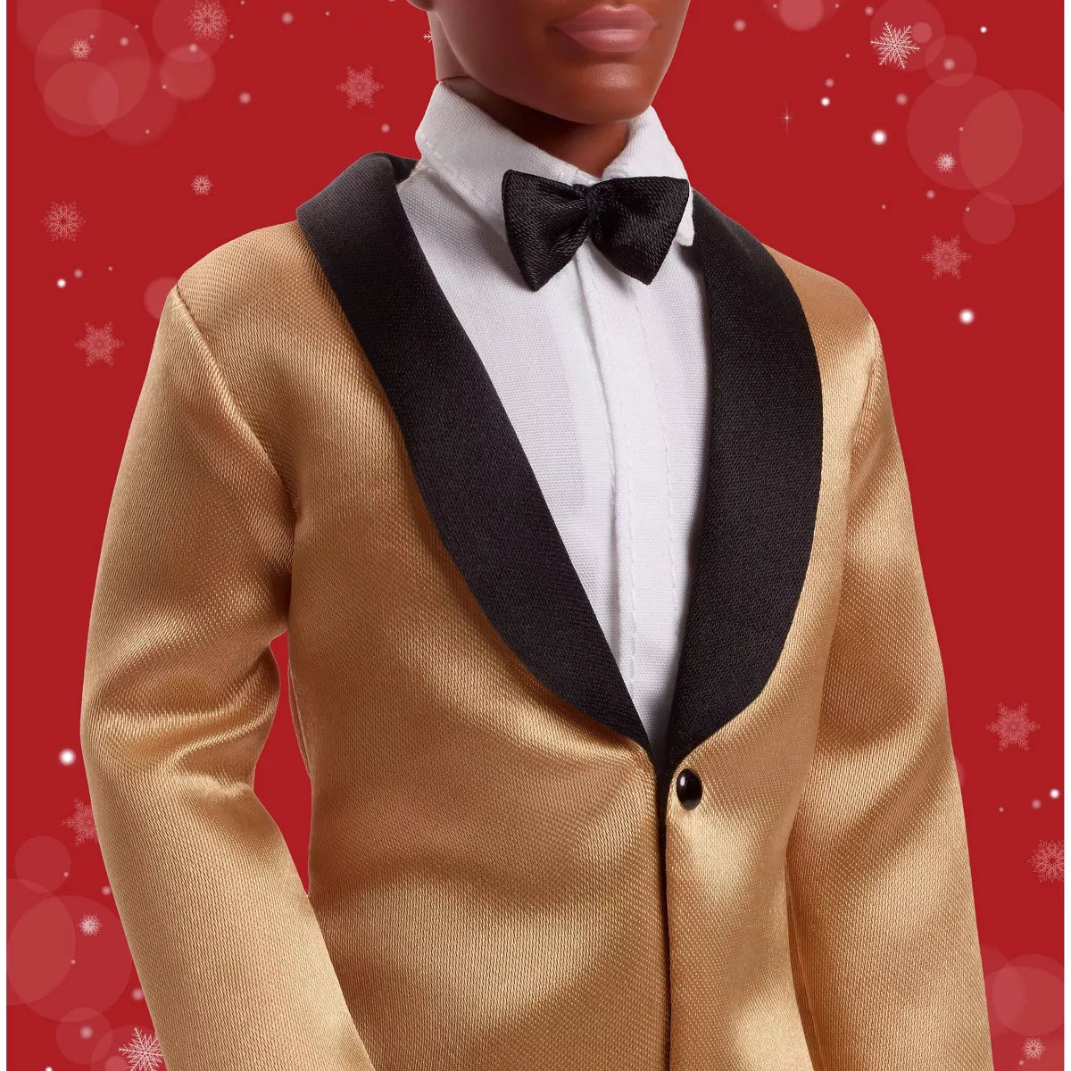 Barbie Signature 2025 Holiday Dark Brown Hair Ken Collectible Fashion Doll Wearing Full Suit with Golden Jacket