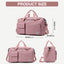 DAKIMOE Travel Duffle Bag for Women Men, Weekender Bags Carry on Gym Bag with Wet Pocket/Adjustable Strap/Shoe Compartment, Foldable Waterproof Overnight Tote Bag for Plane Sports Dance, Pink
