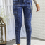 Mineral Wash High Waisted Cargo Style Skinny Jeans