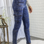 Mineral Wash High Waisted Cargo Style Skinny Jeans