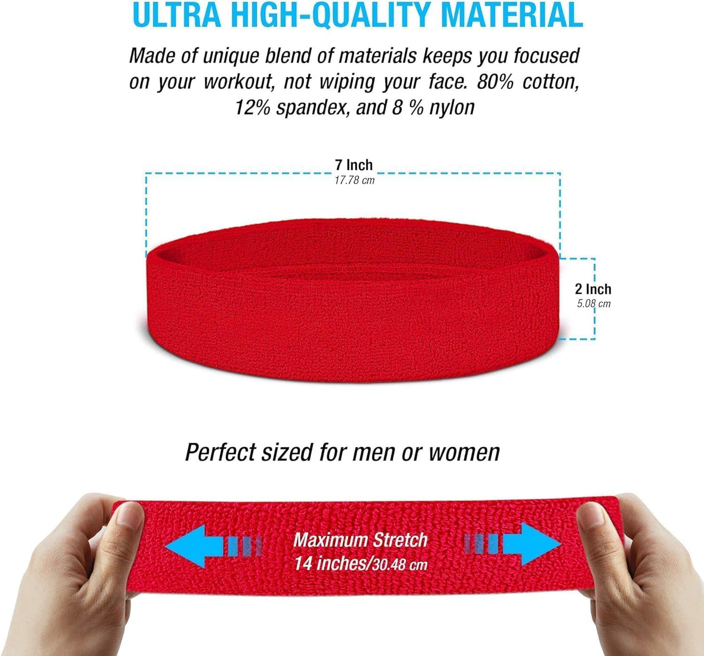Suddora Sweatbands Set, Moisture Wicking 2 Wristbands and 1 Headband, Breathable Terry Cloth Athletic Bands for Basketball, Tennis, Yoga, Gym, Sweat Bands for Costumes and Cosplay