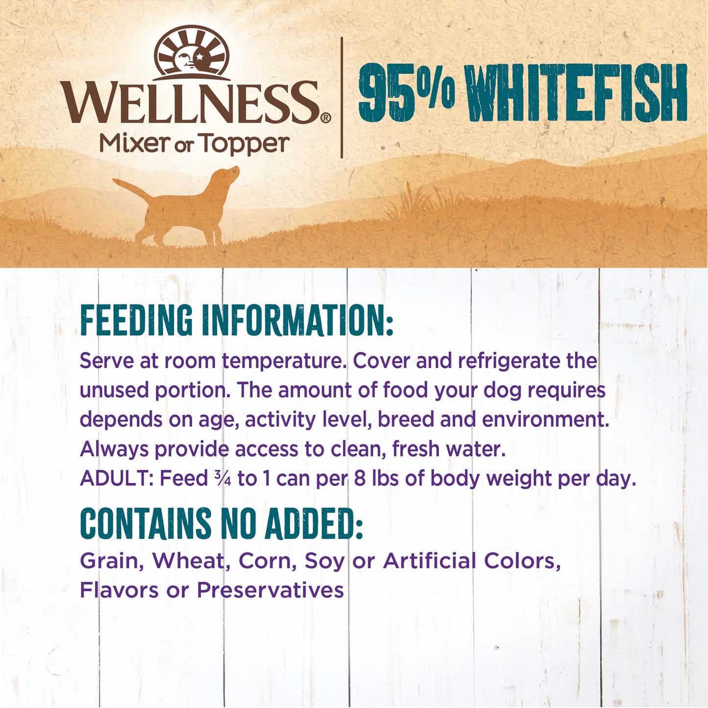 Wellness 95% Whitefish Natural Wet Grain Free Canned Dog Food, 13.2-Ounce Can (Pack of 12)