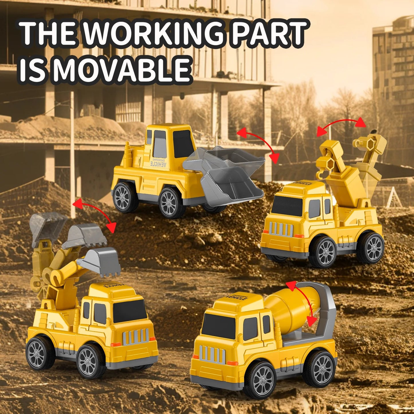 Construction Truck Toys for 3-7 Years Old Boys - Kids Friction Powered Car Toys for Toddler Ages 3-5, Carrier Play Vehicles Set with Sound and Light, Birthday Gifts for Toddlers