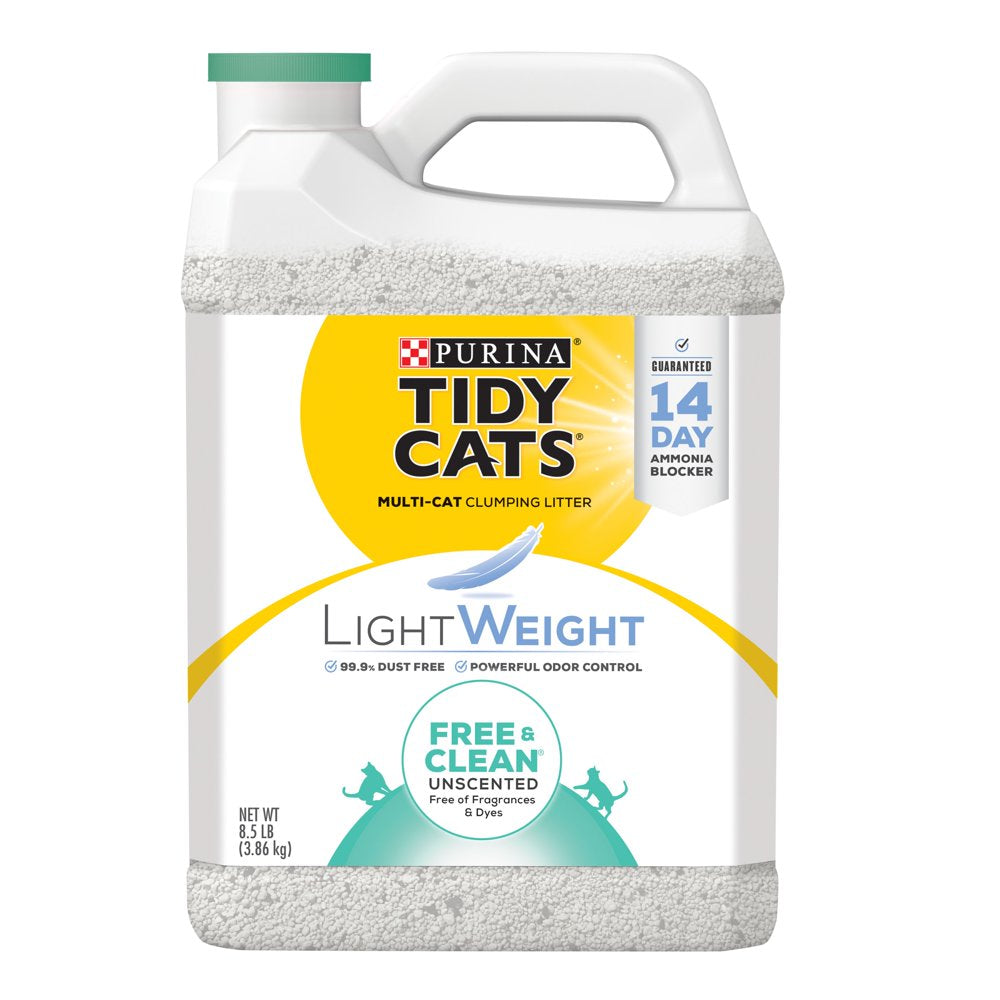 Purina Tidy Cats Lightweight Clumping Cat Litter, Low Dust, Free & Clean Unscented Multi Cat Litter, 8.5 Lb. Jug