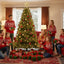 KTKDE 7.5Ft Artificial Christmas Tree Is a Green One with 1450 Tips and 200 Battery-Powered LED Columns. It Features 7.87-Inch Golden Five Pointed Star and Is Perfect for Family and Office Gatherings