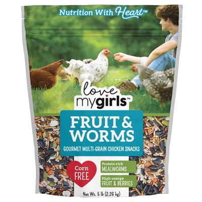Love My Girls Fruit & Worms Gourmet Multi-Grain Chicken Snacks, 5 Lb. Bag