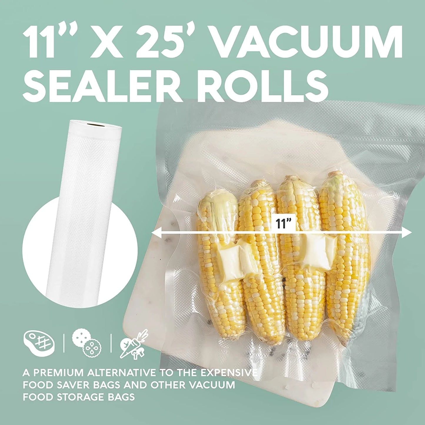Avid Armor 11"X25' Vacuum Sealer Rolls, 4 Rolls, Bpa-Free Food Saver Bags for Food Storage