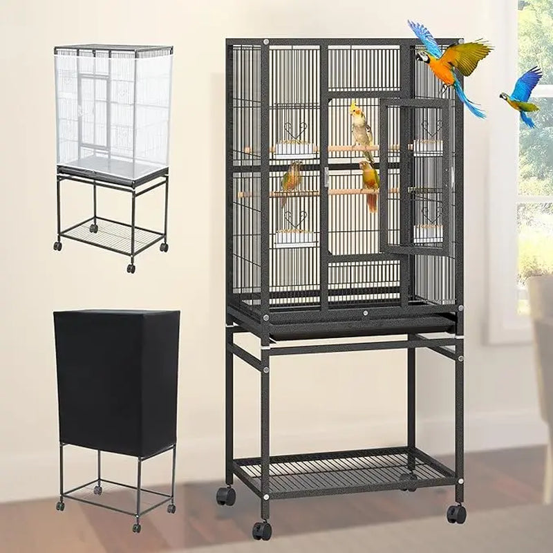 Yitahome 53/52 Inches Birdcage Cover and Bird Cage Seed Catcher, Bird Cages for Parakeets, Parrot, Cockatiel, Pigeon, Flight Cage for Birds