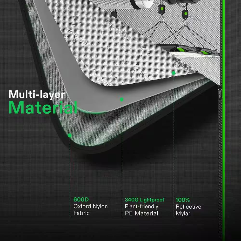 2-In-1 9 Ft. X 4 Ft. Mylar Reflective Grow Tent for Indoor Hydroponic Growing System