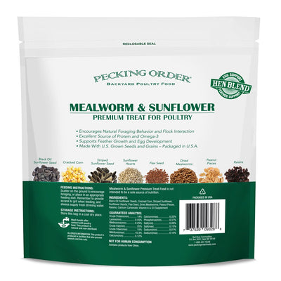 Red River Commodities Pecking Order Mealworm & Sunflower Chicken Treat; 3 Lb. Bag