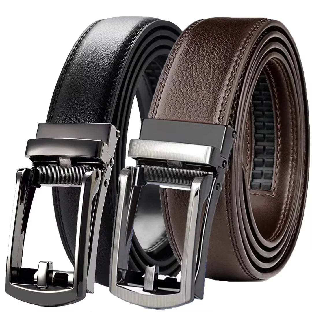 JASGOOD Men'S Ratchet Belts Leather Click Belt for Men 2 Pack