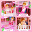 Joystone Doll House for Girls, 5-Story 19 Rooms Huge Dollhouse Playset with LED Lights, 2 Dolls, Furnitures, Accessories, DIY Pretend Play House Toys Gifts for Kids, Pink