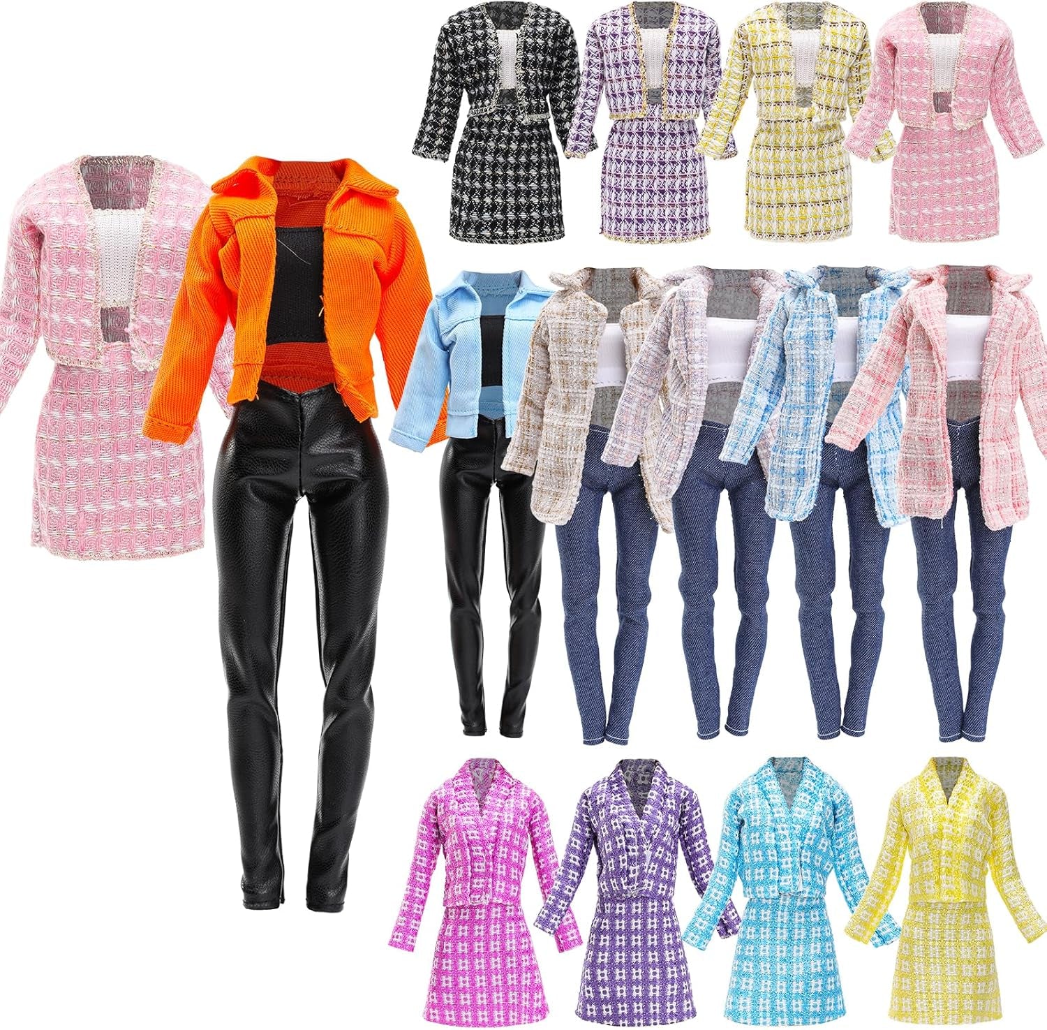 BARWA 11 PCS Doll Clothes 4 Sets Elegant Business Skirt Vest Set Fashion Top and Pants Long Sleeved Coat Office Style Casual for 11.5 Inch Girl Doll | Office Style Casual Fashion Top and Pants Long Sleeved Coat