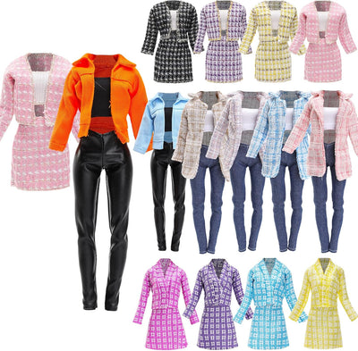 BARWA 11 PCS Doll Clothes 4 Sets Elegant Business Skirt Vest Set Fashion Top and Pants Long Sleeved Coat Office Style Casual for 11.5 Inch Girl Doll | Office Style Casual Fashion Top and Pants Long Sleeved Coat
