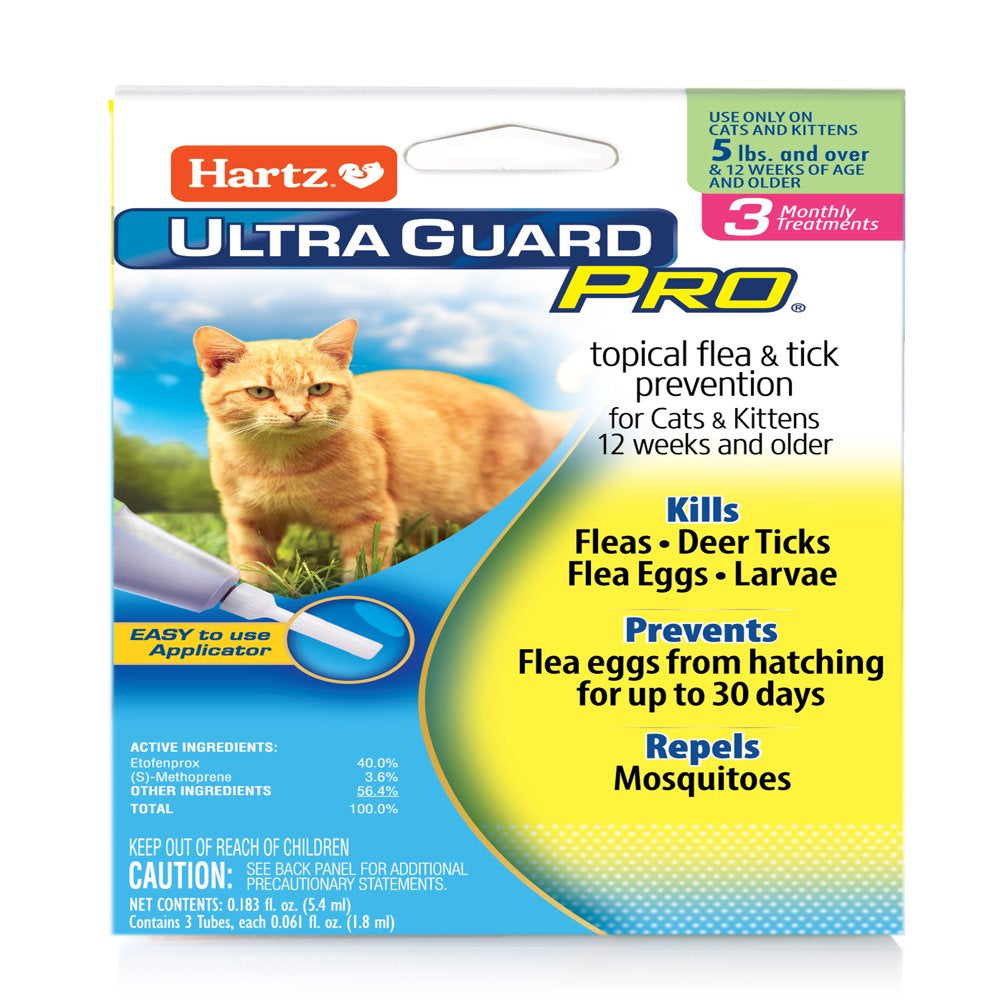 Hartz Ultraguard Pro Flea and Tick Cat Treatment, 3 Monthly Treatments