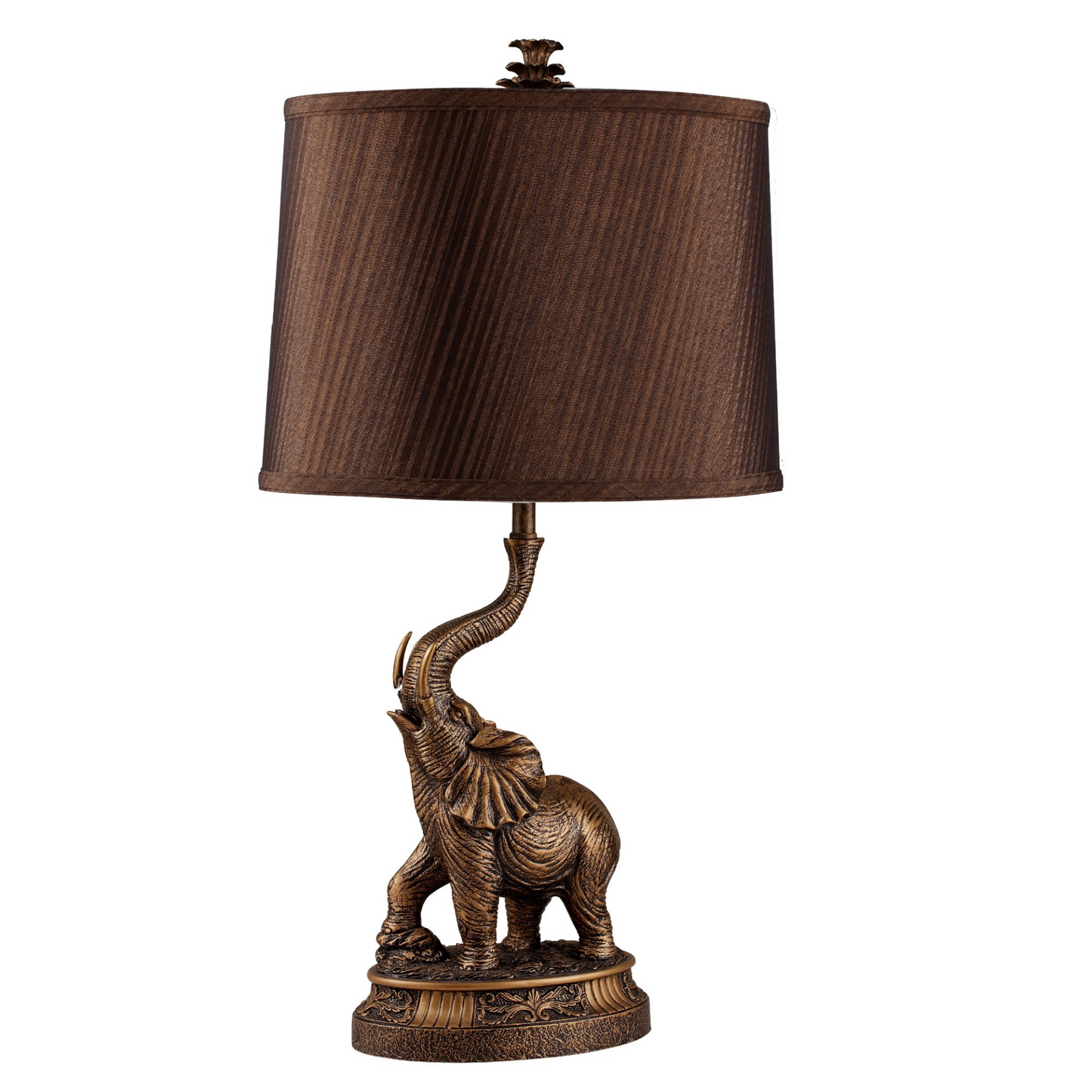 "27"" Bronze Bedside Table Lamp With Brown Shade"