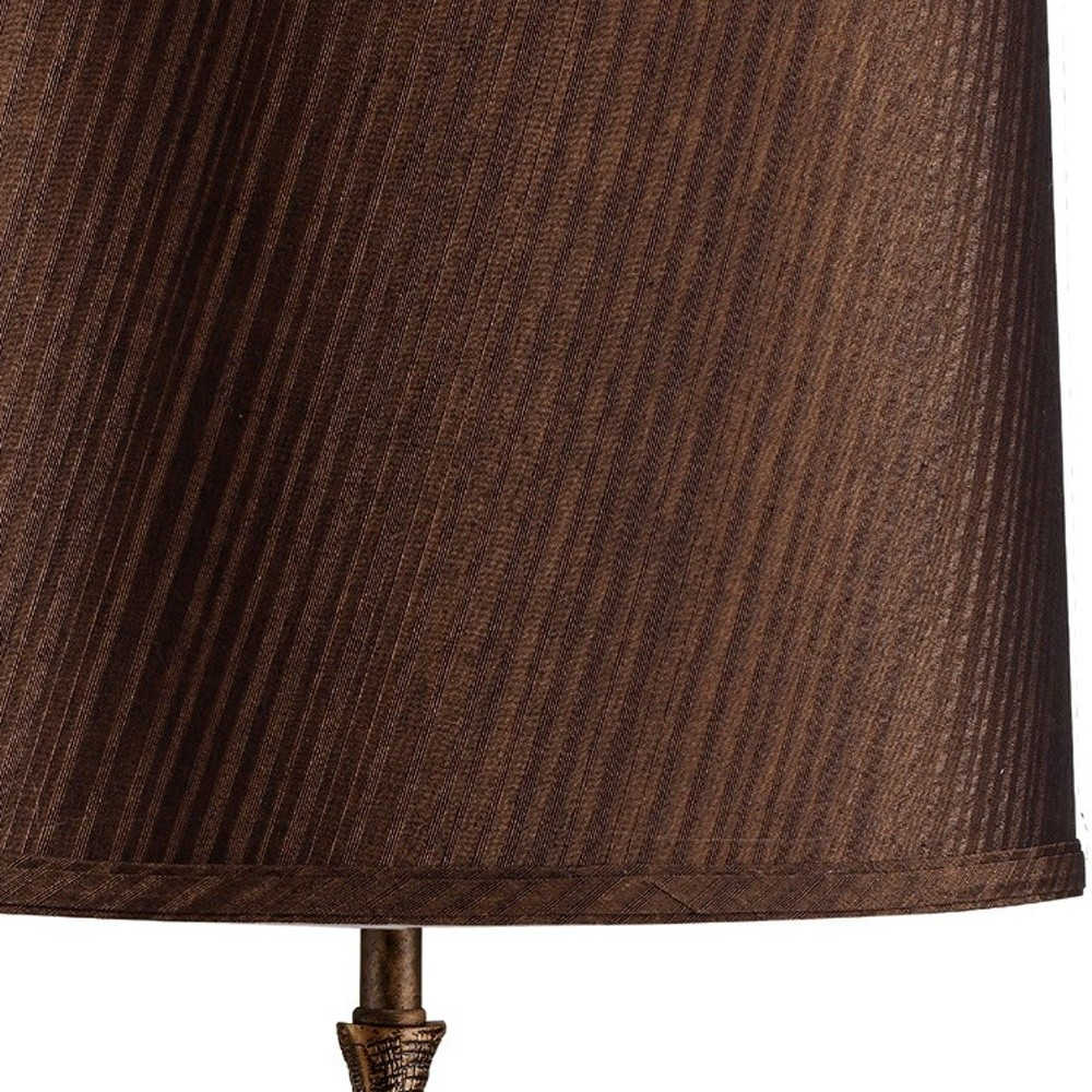 "27"" Bronze Bedside Table Lamp With Brown Shade"