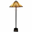 "62"" Brown Two Lights Traditional Shaped Floor Lamp With Brown And White Stained Glass Cone Shade"