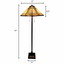 "62"" Brown Two Lights Traditional Shaped Floor Lamp With Brown And White Stained Glass Cone Shade"