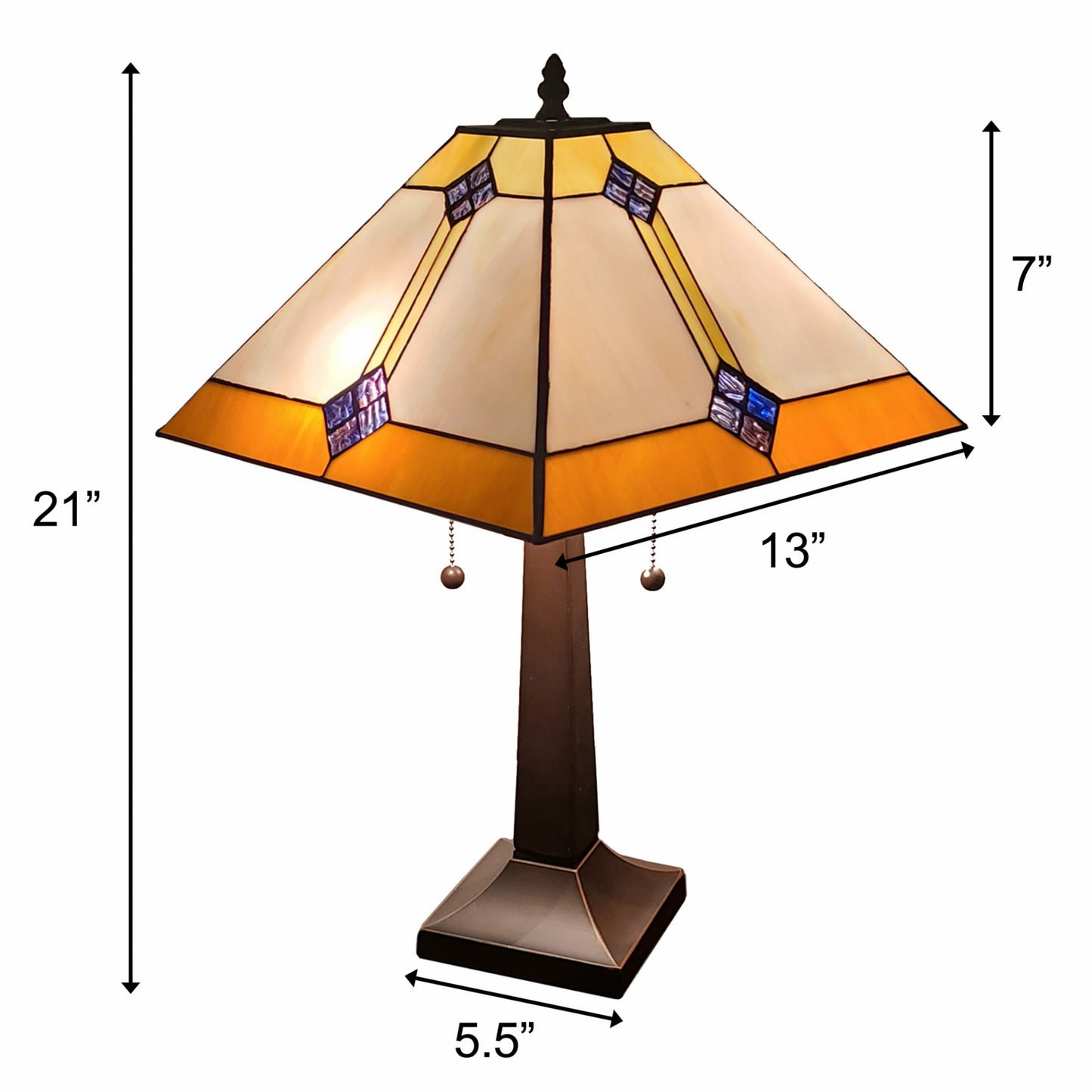 "21"" Dark Brown Metal Two Light Candlestick Table Lamp With Beige Shade"