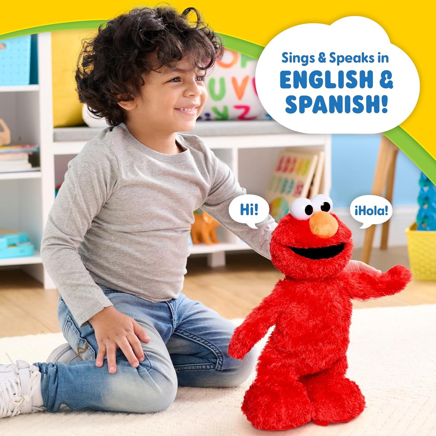 Sesame Street Hokey Pokey Elmo 14” Interactive Plush Toy | Sings, Dances & Plays Music, Bilingual Stuffed Animal, Pretend Play, Soft & Huggable, for Girls and Boys, Ages 18 Months+