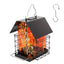 LUJII Solar Bird Feeder for Outdoors – Hand-Blown Glass with 2 Suet Cake Cages, Metal Roof, All-Weather Feeder for Woodpeckers, Cardinals, Blue Jays & Songbirds, Red, Unique Christmas & Holiday Gift for Bird Lovers