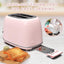 Toaster 2 Slice,Retro Stainless Steel Toaster with 6 Settings, 1.5 in Extra Wide Slots, Bagel/Defrost/Cancel Function, Removable Crumb Tray (Baby Pink)