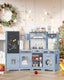 Arlopu Kids Corner Play Kitchen, Ultimate Interactive Wooden Kitchen Playset with Lights & Sounds, Cooking Toy Set with Stove, Range Hood, Sink, Faucet, Ice Maker & Washing Machine