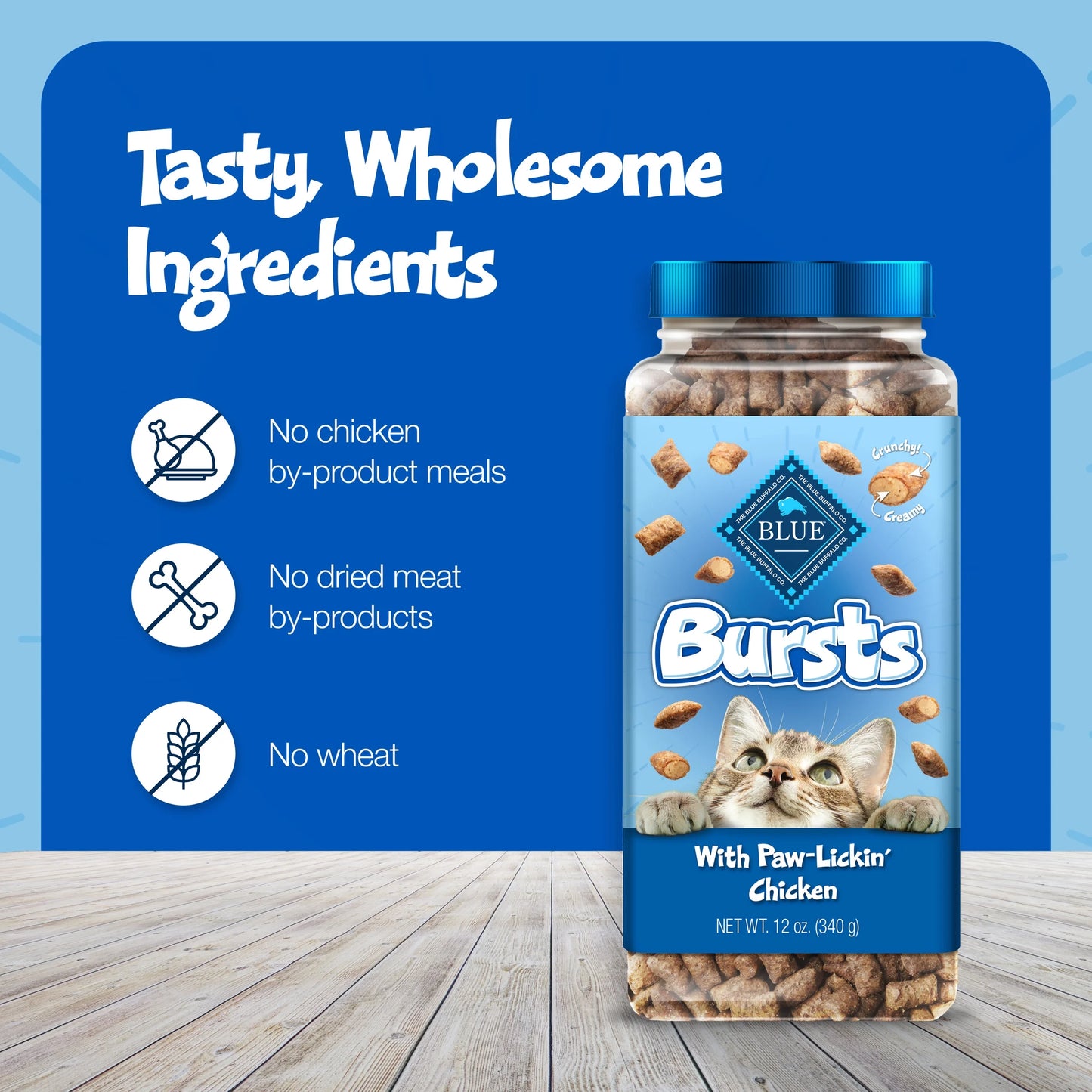 Blue Buffalo Bursts Crunchy & Creamy Cat Treats, Great for Training Chicken, 2-Oz Bag